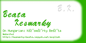 beata kesmarky business card